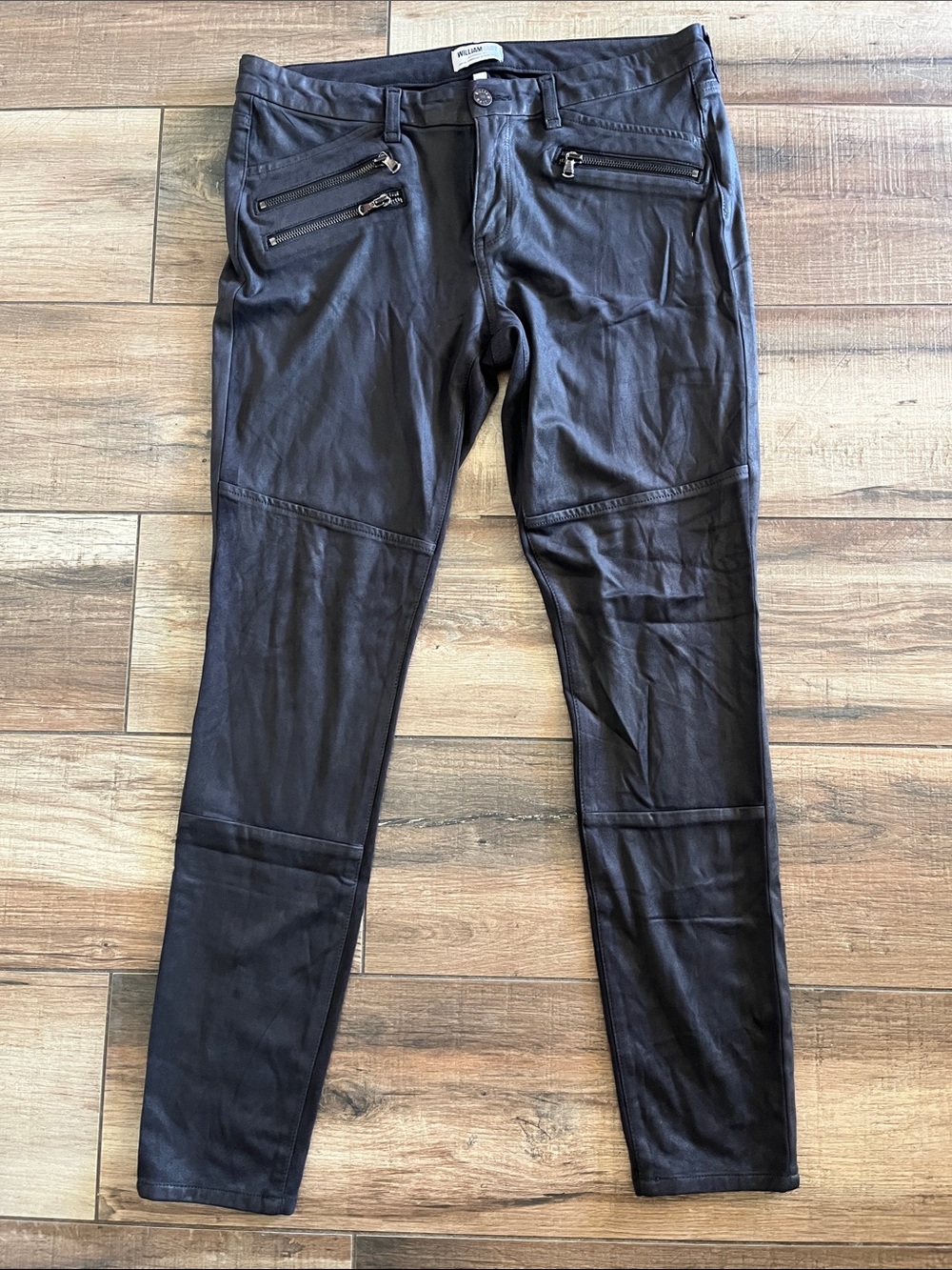 William Rast Faux Suede Black Skinny Moto-Style Pants